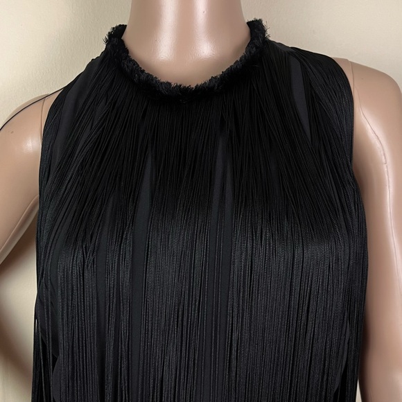 STELLA MCCARTNEY BLACK SLEEVELESS FRINGE DRESS - Picture 4 of 9